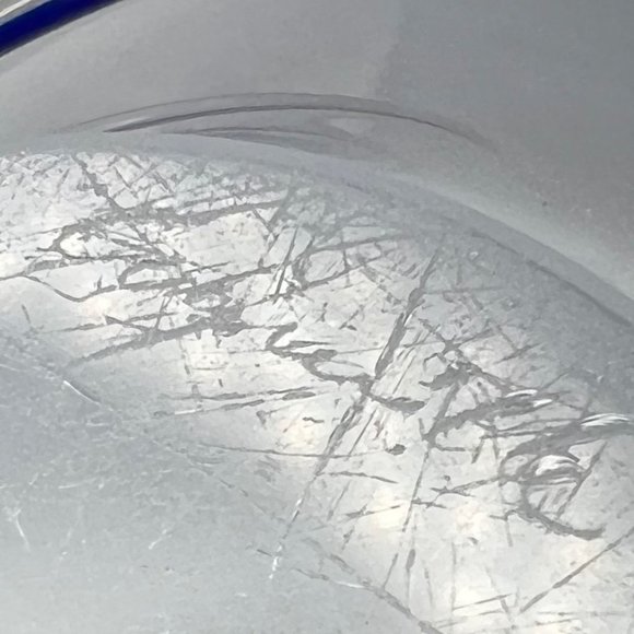 Glass Blue Modernist Bowl Conquille by Paul Kedelv Signed MCM Mid Century - Picture 6 of 10